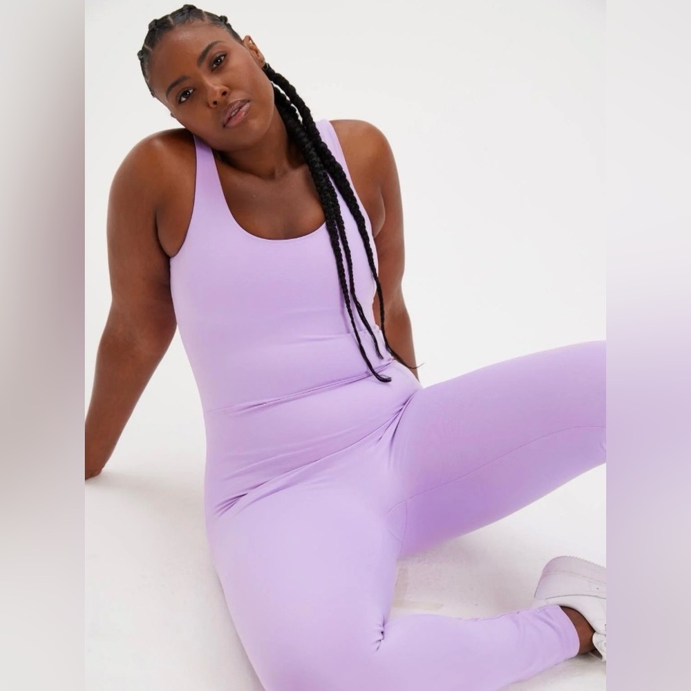Girlfriend Collective Scoop Back Unitard Lilac Women’s Size 5XL Activewear